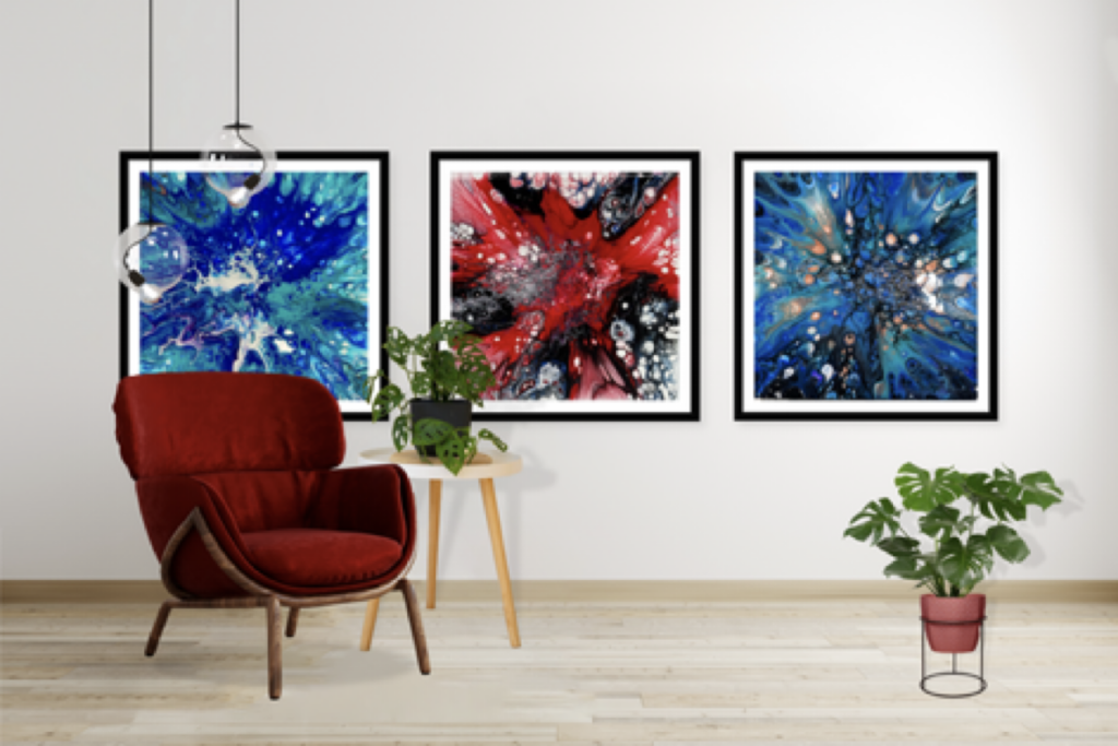 3 Acrylic Wall Art Blooms 40x40 CM