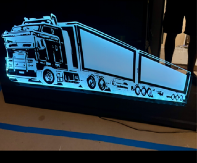 Acrylic gloss Black and frosted Perspex LED light 120cm x60 CM 